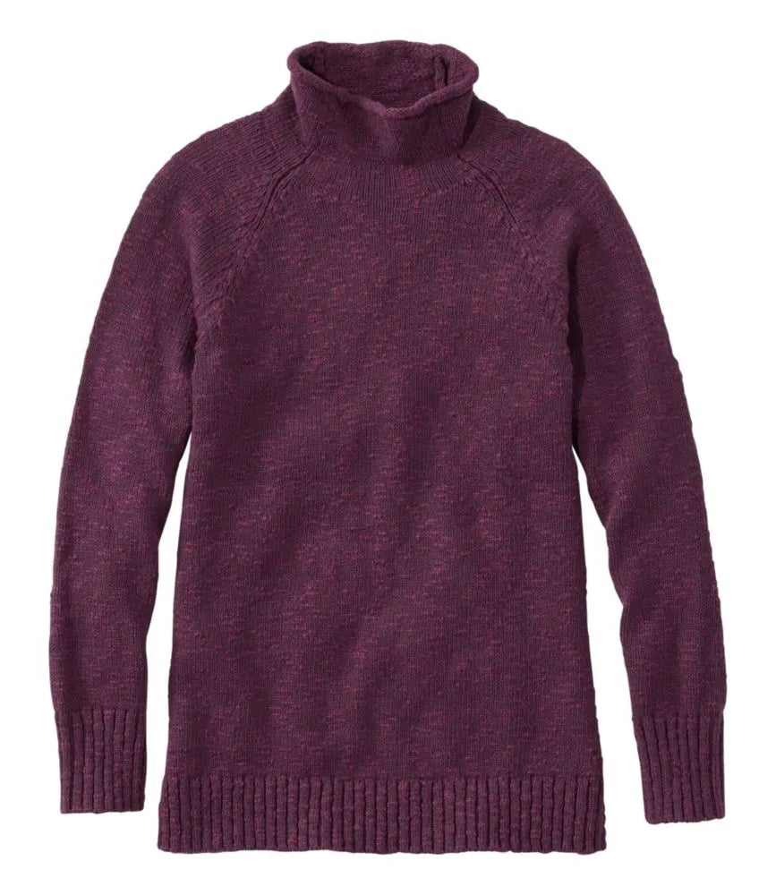 Women's Cotton Ragg Sweater, Funnelneck Pullover
