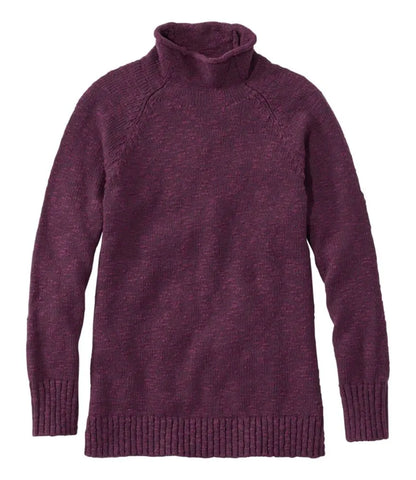 Women's Cotton Ragg Sweater, Funnelneck Pullover