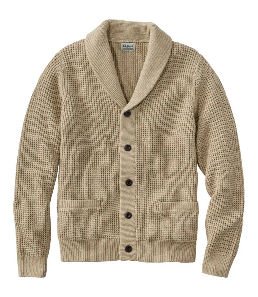 Men's Organic Cotton Waffle Sweater, Cardigan