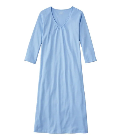 Women's Supima® Cotton Nightgown, V-Neck Three-Quarter-Sleeve