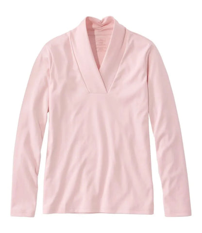 Women's Pima Cotton Tee, Shawl Long-Sleeve