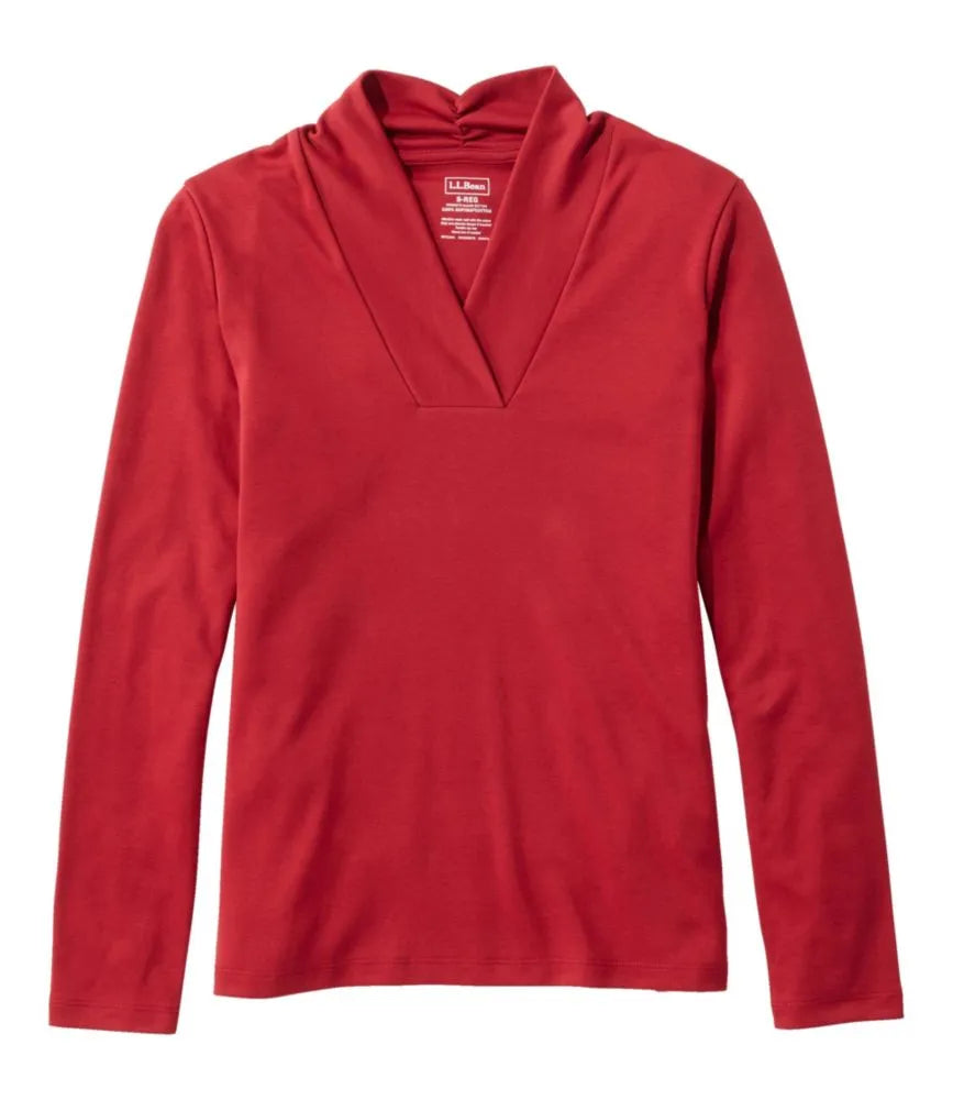 Women's Pima Cotton Tee, Shawl Long-Sleeve