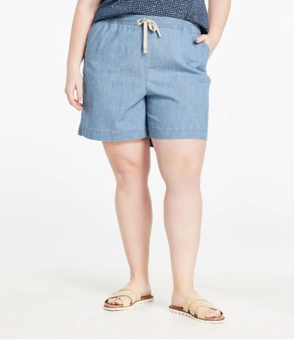 Women's Lakewashed Dock Shorts, Mid-Rise Chambray