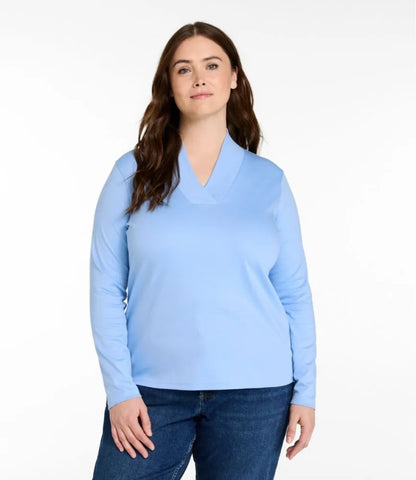 Women's Pima Cotton Tee, Shawl Long-Sleeve