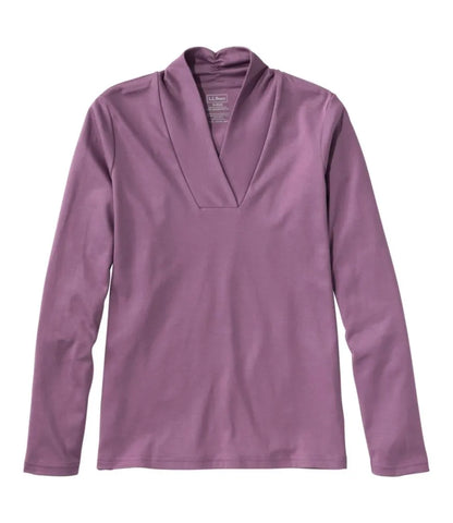 Women's Pima Cotton Tee, Shawl Long-Sleeve