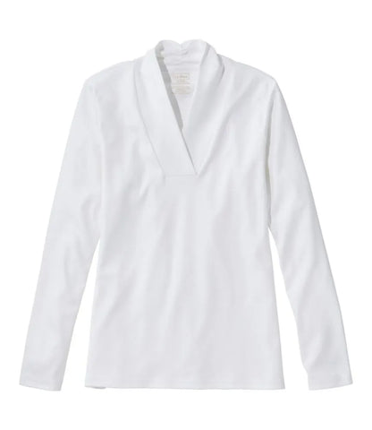Women's Pima Cotton Tee, Shawl Long-Sleeve