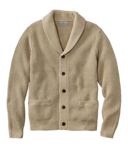 Men's Organic Cotton Waffle Sweater, Cardigan