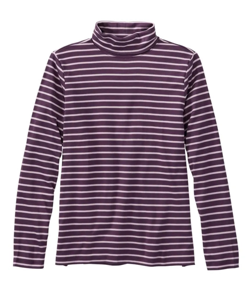 Women's Pima Turtleneck, Long-Sleeve Stripe