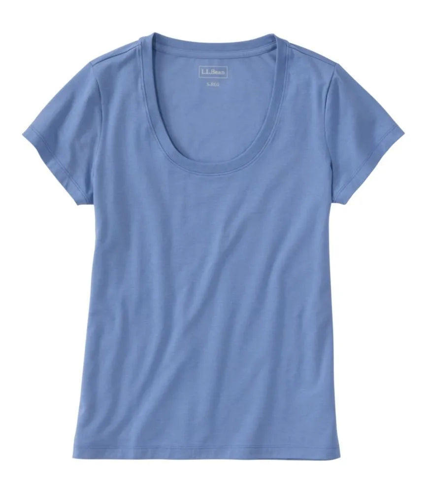 Women's Soft Stretch Supima-Blend Tee, Scoopneck Short-Sleeve