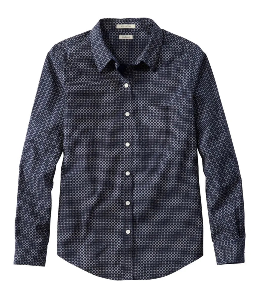 Women's Wrinkle-Free Pinpoint Oxford Shirt, Relaxed Fit Long-Sleeve Print