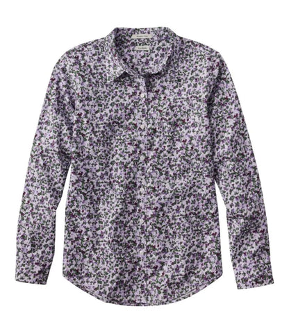 Women's Wrinkle-Free Pinpoint Oxford Shirt, Relaxed Fit Long-Sleeve Print