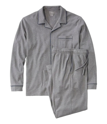 Men's Bean's Cotton Knit Pajamas, Button-Front PJ Set