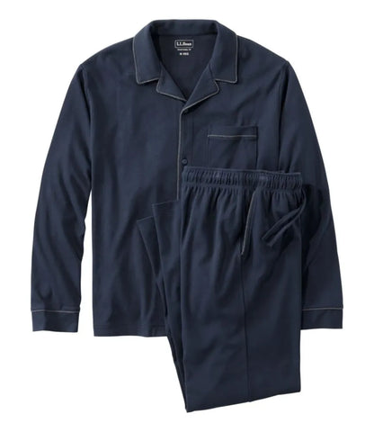 Men's Bean's Cotton Knit Pajamas, Button-Front PJ Set