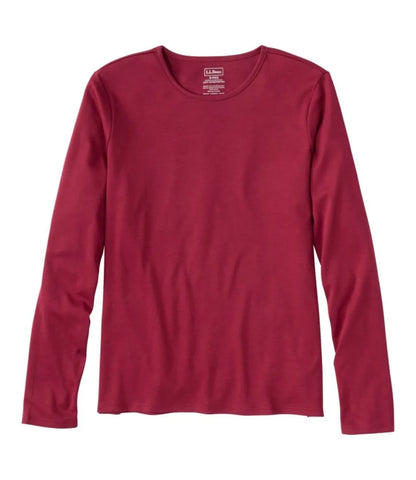 Women's Pima Cotton Tee, Long-Sleeve Crewneck