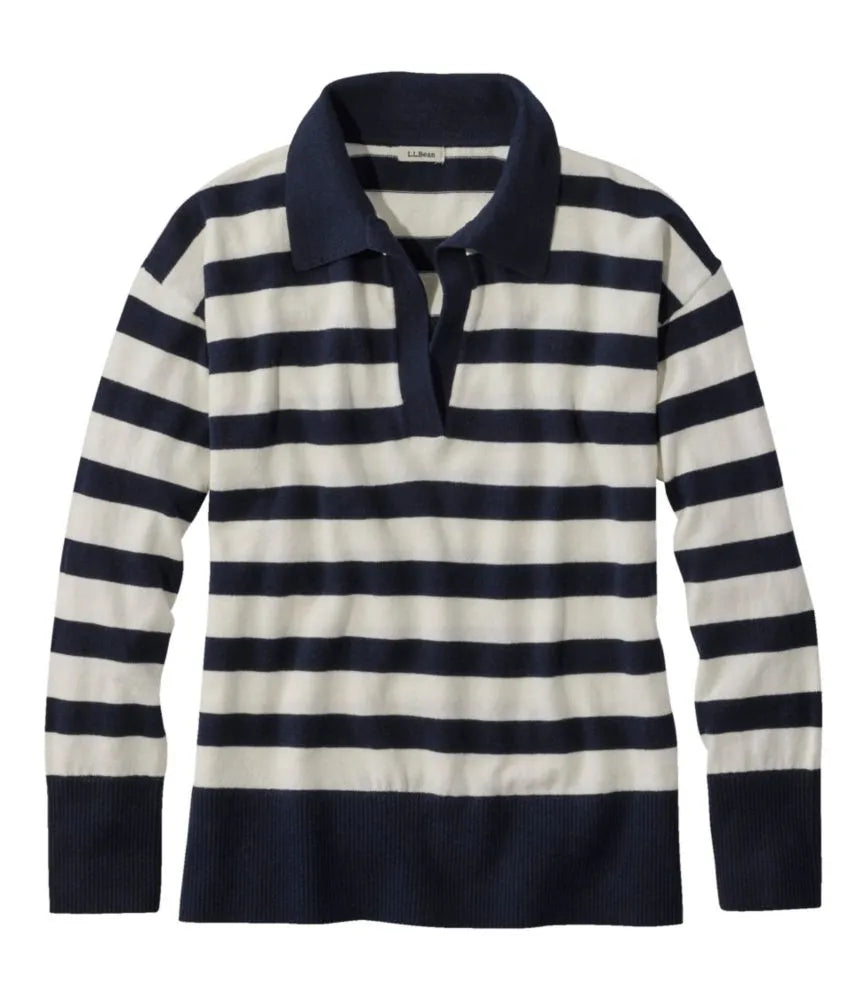 Women's Cotton/Cashmere Sweater, Polo Stripe