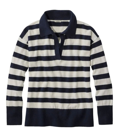 Women's Cotton/Cashmere Sweater, Polo Stripe