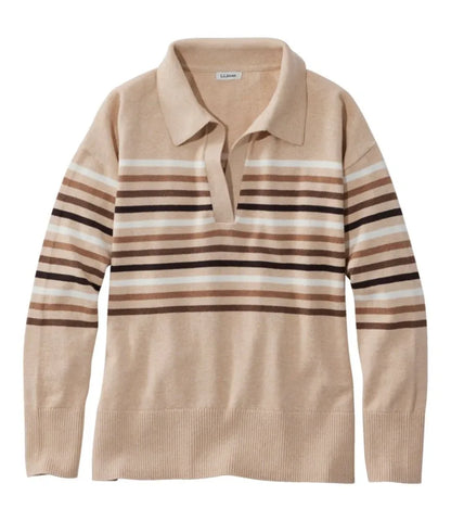 Women's Cotton/Cashmere Sweater, Polo Stripe