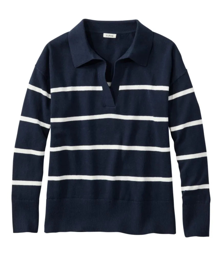 Women's Cotton/Cashmere Sweater, Polo Stripe