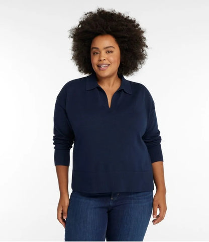 Women's Cotton/Cashmere Sweater, Polo