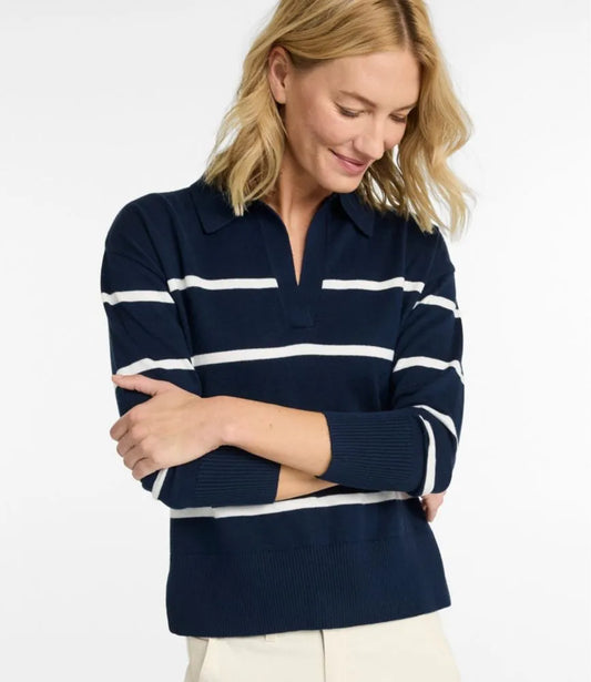 Women's Cotton/Cashmere Sweater, Polo Stripe