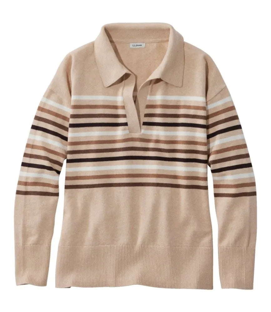Women's Cotton/Cashmere Sweater, Polo Stripe