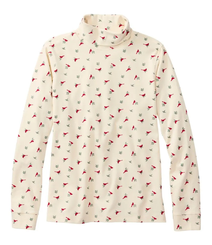 Women's L.L.Bean Interlock Turtleneck, Long-Sleeve Allover Print