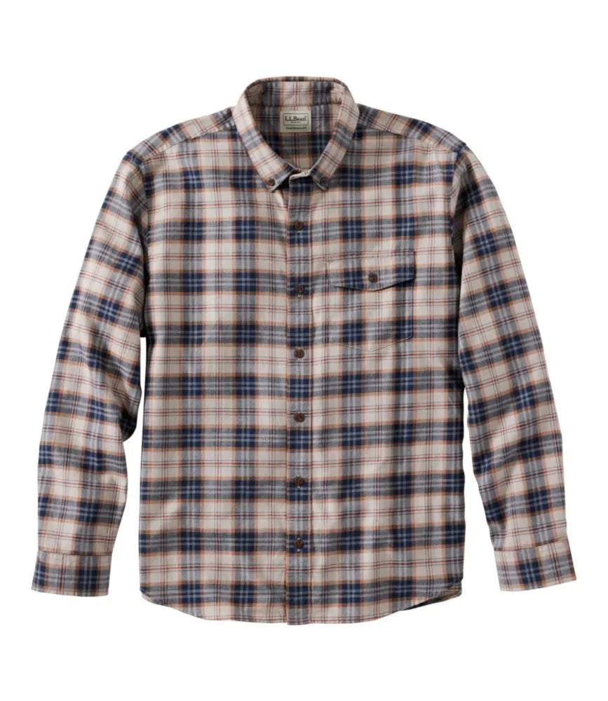 Men's Brushed Jaspé Twill Shirt, Plaid, Traditional Untucked Fit