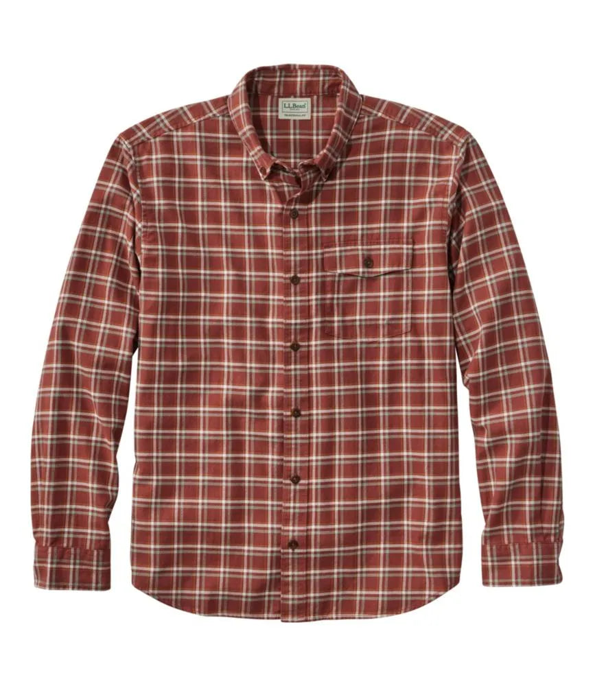 Men's Brushed Jaspé Twill Shirt, Plaid, Traditional Untucked Fit