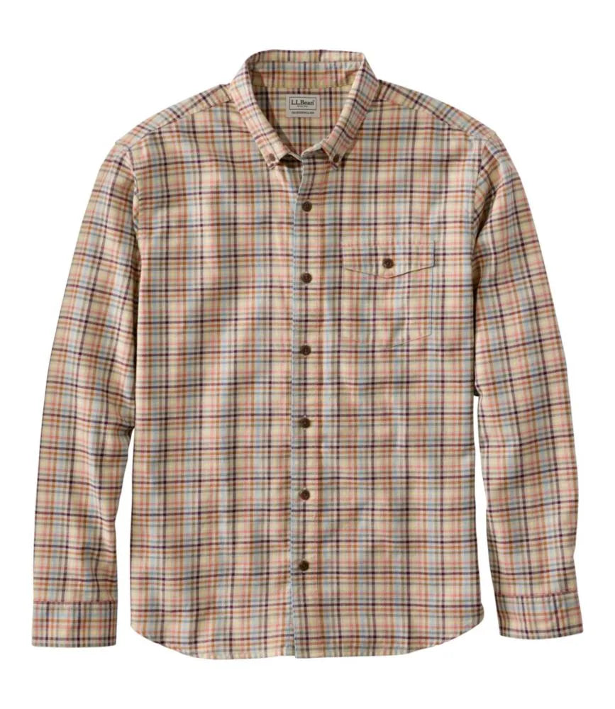 Men's Brushed Jaspé Twill Shirt, Plaid, Traditional Untucked Fit