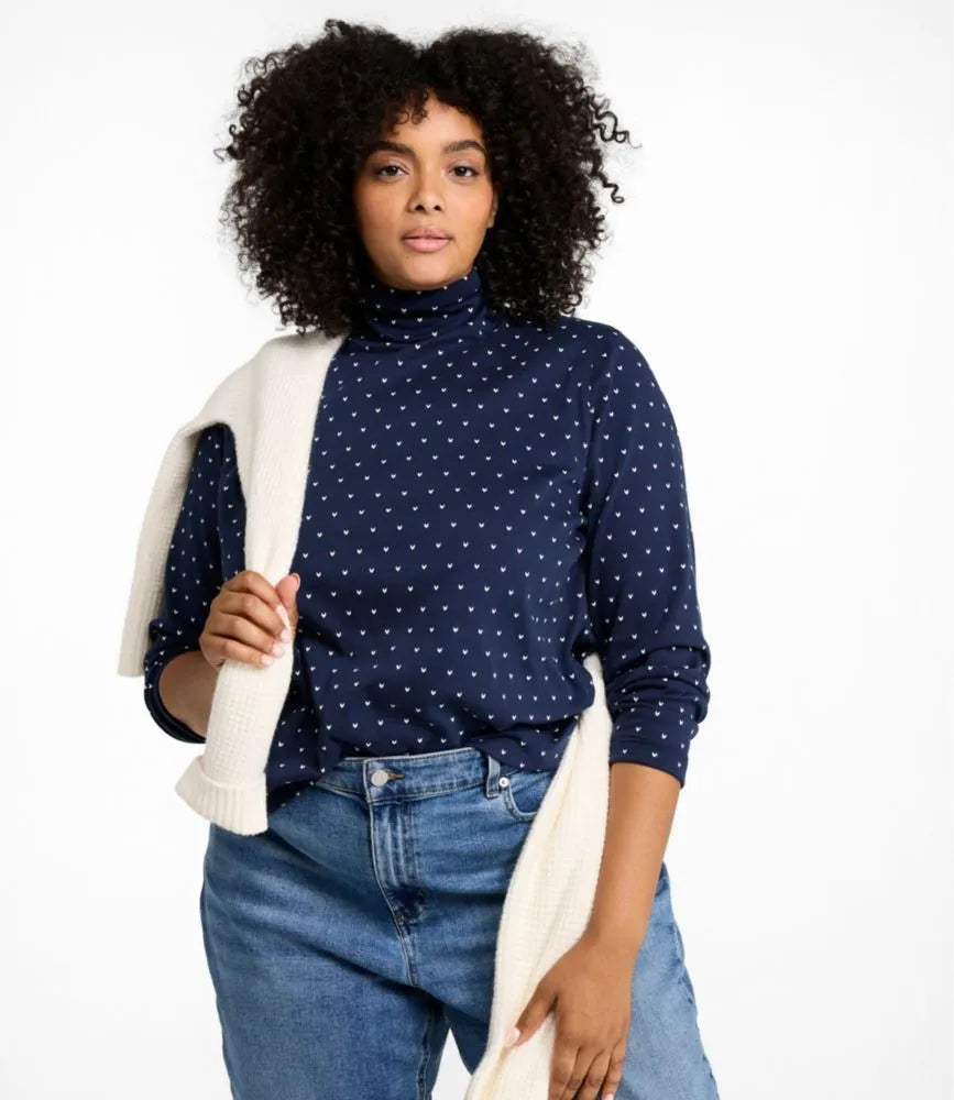 Women's L.L.Bean Interlock Turtleneck, Long-Sleeve Allover Print