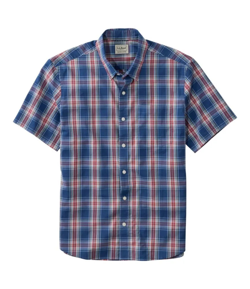 Men's Comfort Stretch Performance® Shirt, Short-Sleeve, Slightly Fitted Untucked Fit, Plaid