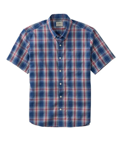 Men's Comfort Stretch Performance® Shirt, Short-Sleeve, Slightly Fitted Untucked Fit, Plaid