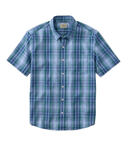Men's Comfort Stretch Performance® Shirt, Short-Sleeve, Slightly Fitted Untucked Fit, Plaid