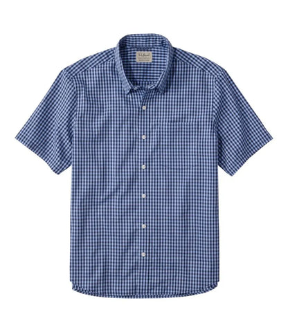 Men's Comfort Stretch Performance® Shirt, Short-Sleeve, Slightly Fitted Untucked Fit, Plaid
