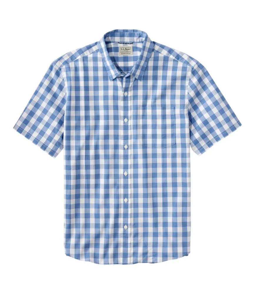Men's Comfort Stretch Performance® Shirt, Short-Sleeve, Slightly Fitted Untucked Fit, Plaid