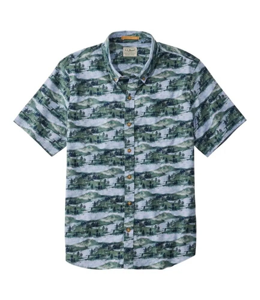 Men's Stonecoast Hemp Shirt, Short-Sleeve, Slightly Fitted Untucked Fit, Print
