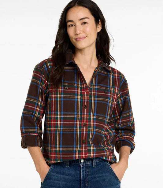 Women's Scotch Plaid Flannel Shirt, Boyfriend