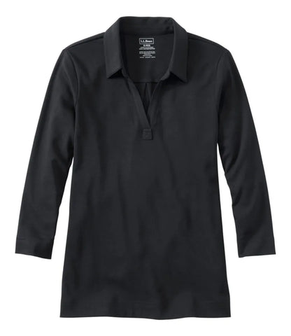 Women's Pima Cotton Tee, Three-Quarter-Sleeve Polo