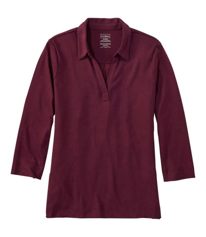Women's Pima Cotton Tee, Three-Quarter-Sleeve Polo
