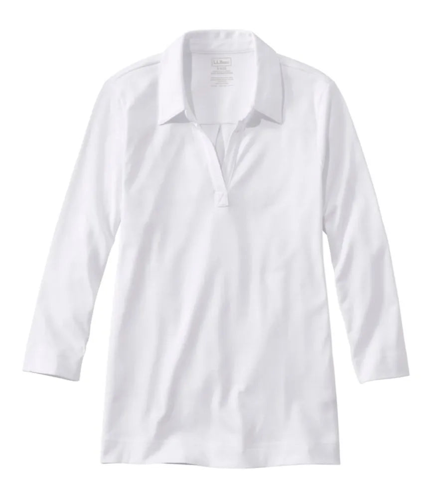 Women's Pima Cotton Tee, Three-Quarter-Sleeve Polo