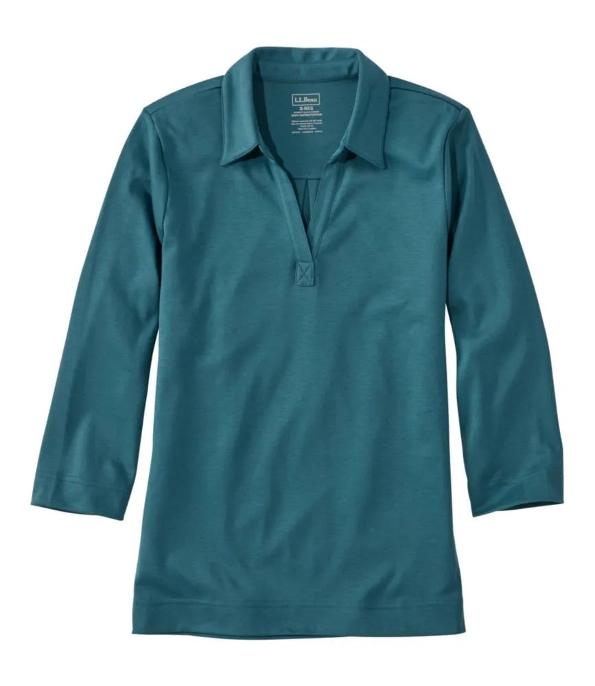 Women's Pima Cotton Tee, Three-Quarter-Sleeve Polo