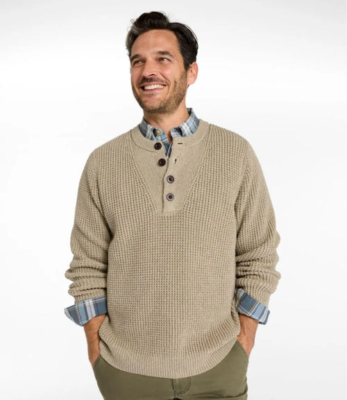 Men's L.L.Bean Organic Cotton Waffle Sweater, Henley