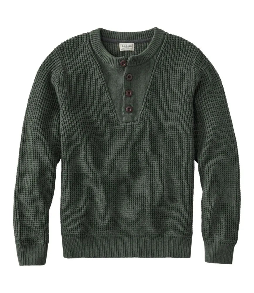 Men's L.L.Bean Organic Cotton Waffle Sweater, Henley