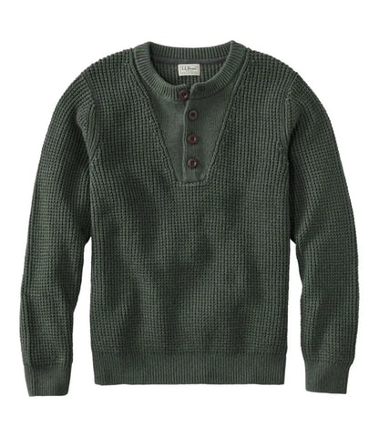 Men's L.L.Bean Organic Cotton Waffle Sweater, Henley
