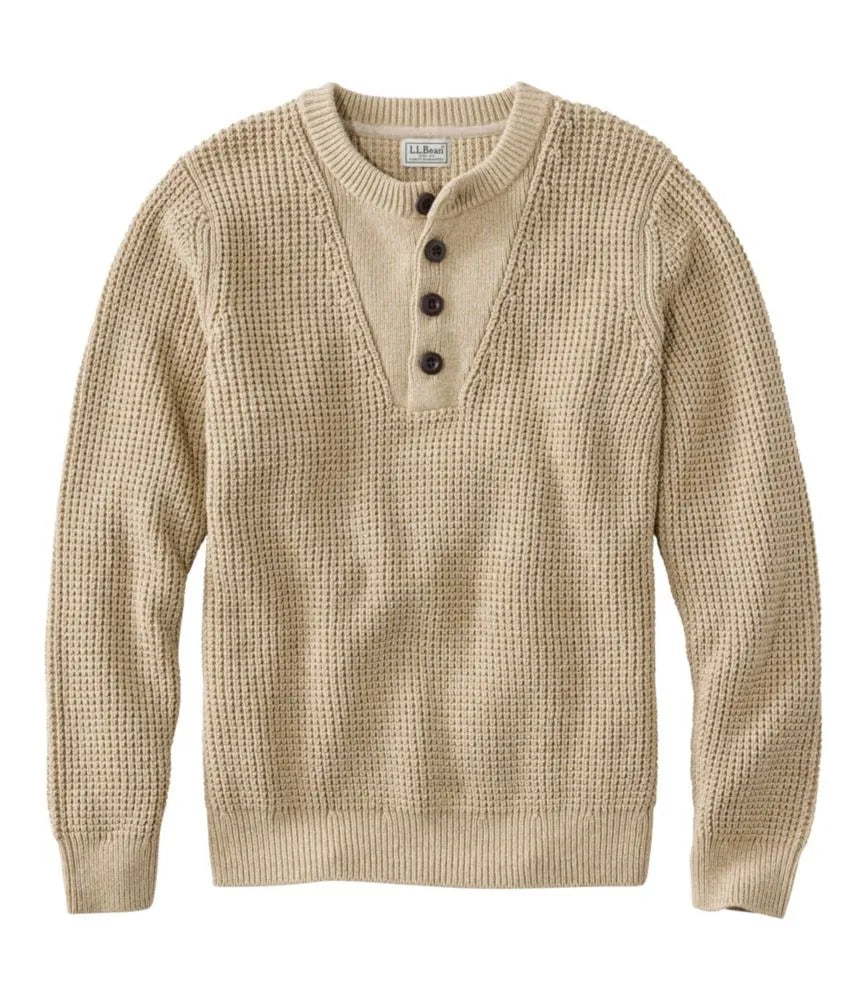 Men's L.L.Bean Organic Cotton Waffle Sweater, Henley
