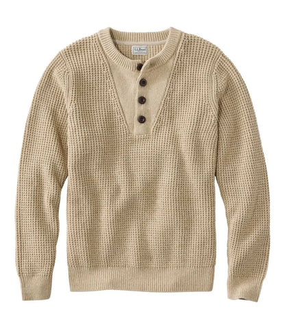 Men's L.L.Bean Organic Cotton Waffle Sweater, Henley