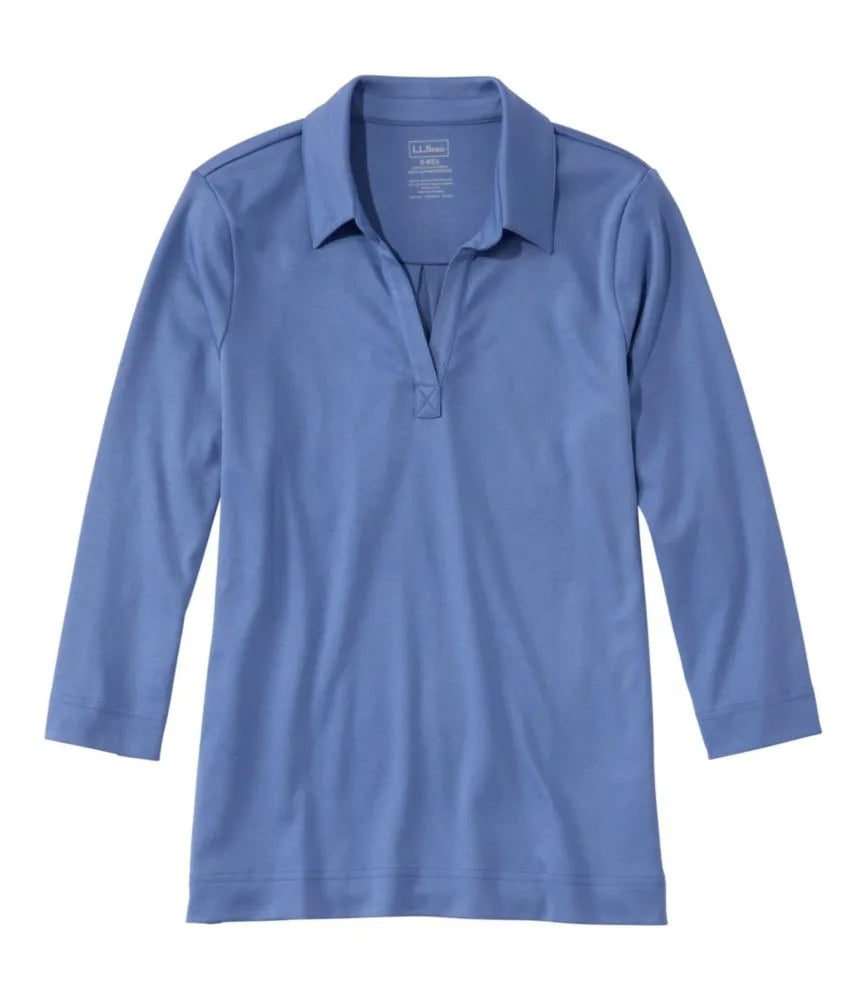 Women's Pima Cotton Tee, Three-Quarter-Sleeve Polo