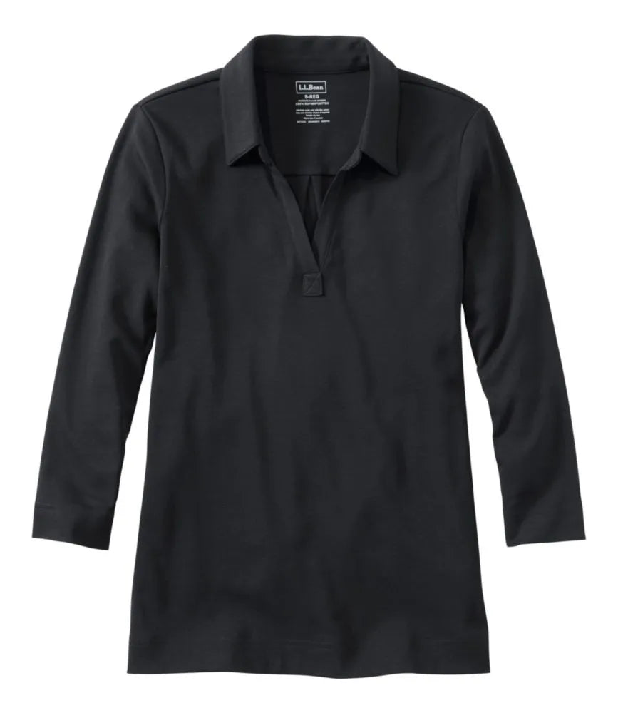 Women's Pima Cotton Tee, Three-Quarter-Sleeve Polo