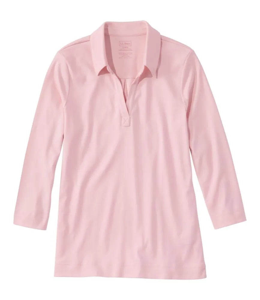Women's Pima Cotton Tee, Three-Quarter-Sleeve Polo