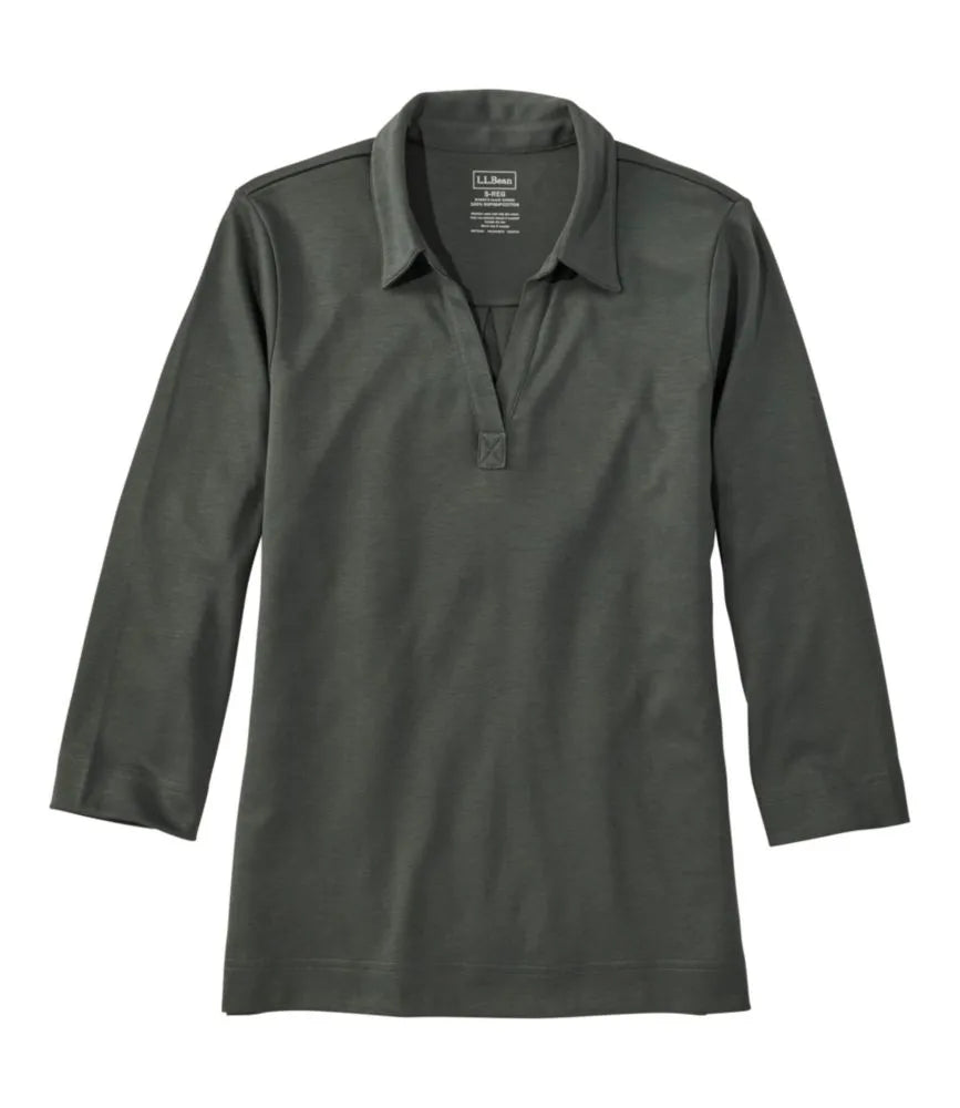 Women's Pima Cotton Tee, Three-Quarter-Sleeve Polo